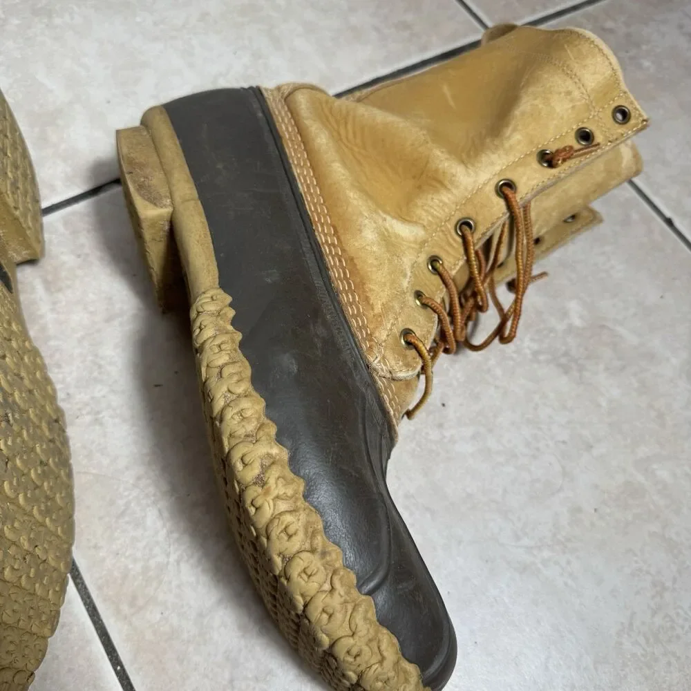 LL Bean Boots Duck Boots Mens 11 M Tan Hiking Leather Waterproof Made in USA